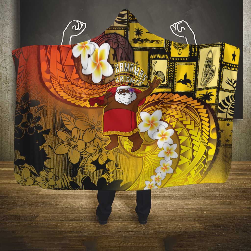 Papua New Guinea Retro Christmas Hooded Blanket Hamamas Krismas - Polynesian Pride