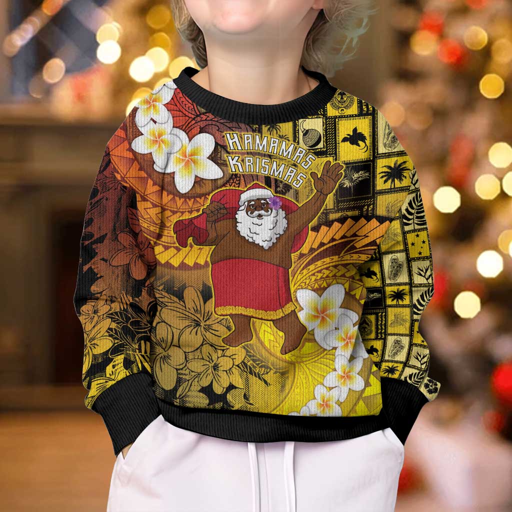 Papua New Guinea Retro Christmas Kid Ugly Christmas Sweater Hamamas Krismas - Polynesian Pride