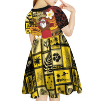 Papua New Guinea Retro Christmas Kid Short Sleeve Dress Hamamas Krismas - Polynesian Pride