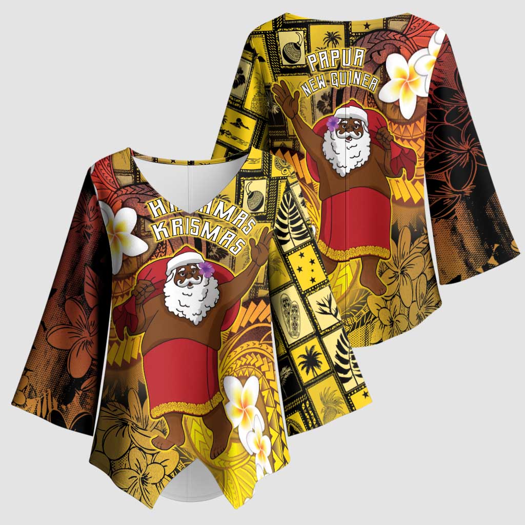 Papua New Guinea Retro Christmas Kimono Sleeve Blouse Hamamas Krismas - Polynesian Pride