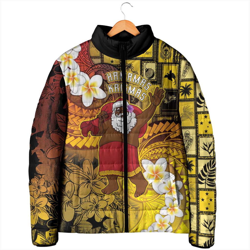 Papua New Guinea Retro Christmas Padded Jacket Hamamas Krismas - Polynesian Pride
