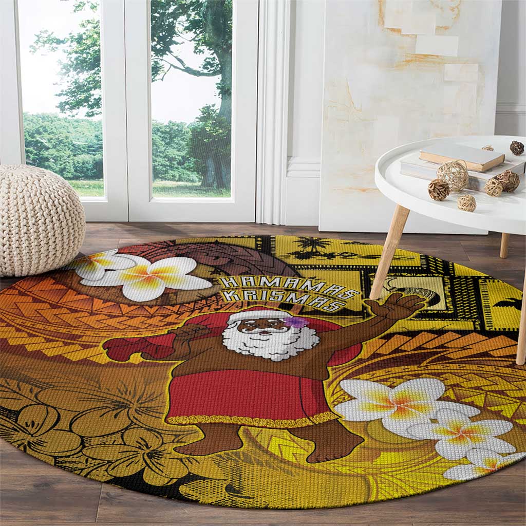 Papua New Guinea Retro Christmas Round Carpet Hamamas Krismas - Polynesian Pride
