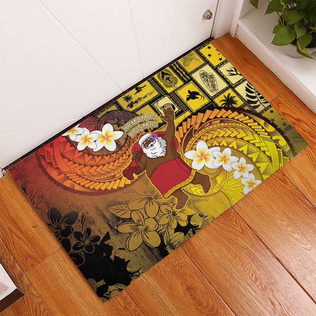 Papua New Guinea Retro Christmas Rubber Doormat Hamamas Krismas - Polynesian Pride