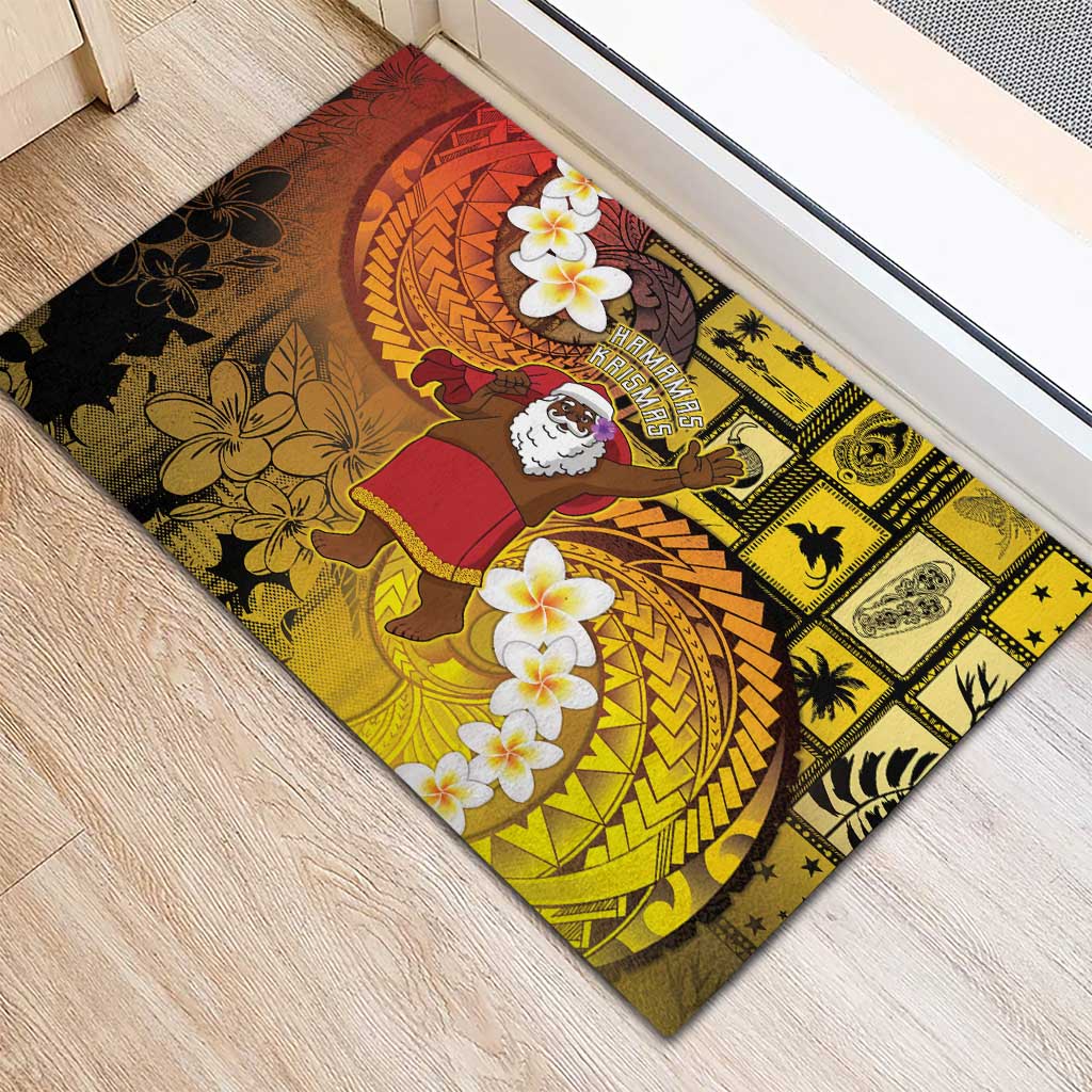 Papua New Guinea Retro Christmas Rubber Doormat Hamamas Krismas - Polynesian Pride