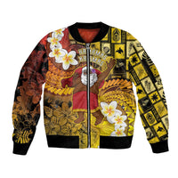 Papua New Guinea Retro Christmas Sleeve Zip Bomber Jacket Hamamas Krismas - Polynesian Pride