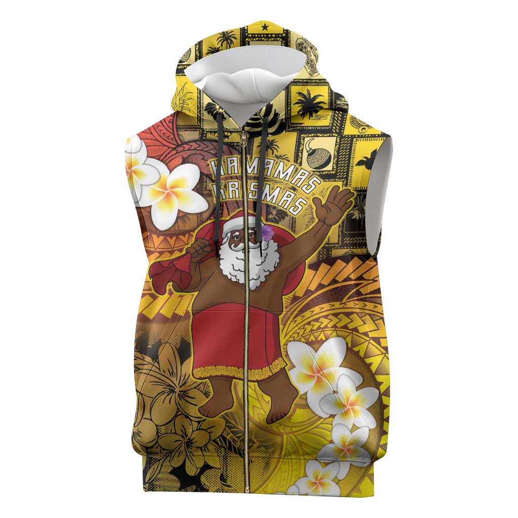 Papua New Guinea Retro Christmas Sleeveless Zip Hoodie Hamamas Krismas - Polynesian Pride