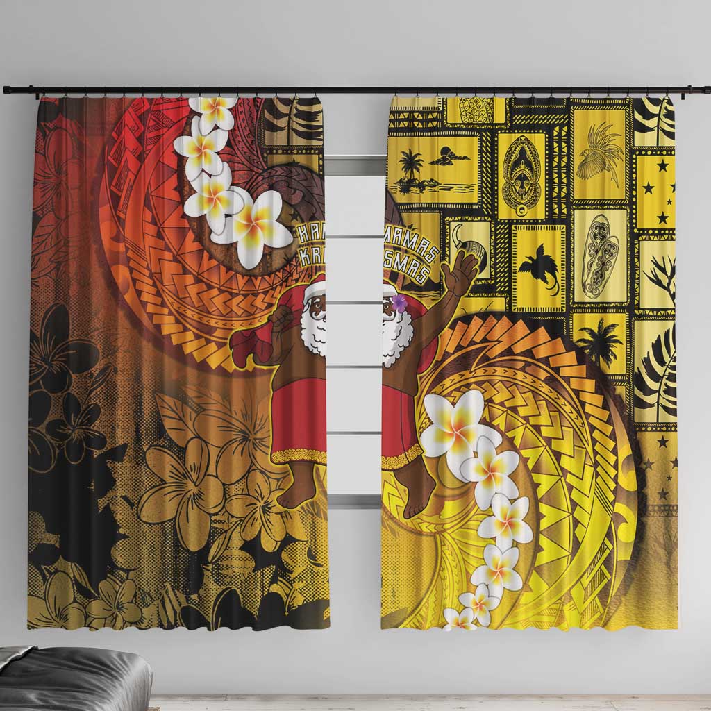 Papua New Guinea Retro Christmas Window Curtain Hamamas Krismas - Polynesian Pride