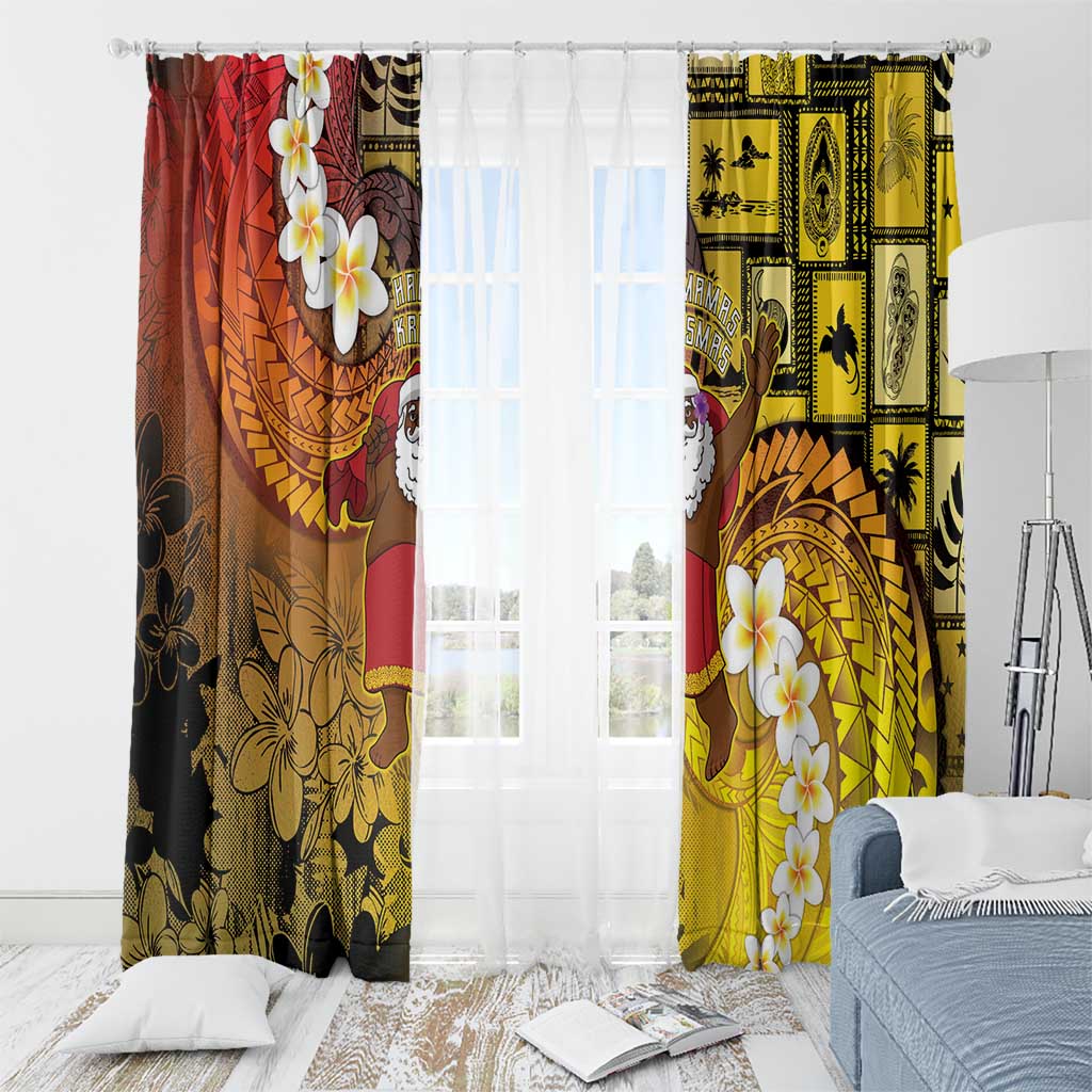 Papua New Guinea Retro Christmas Window Curtain Hamamas Krismas - Polynesian Pride