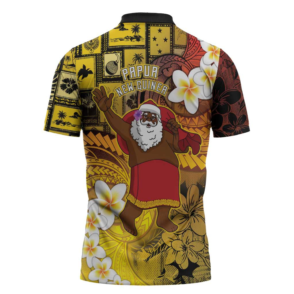 Papua New Guinea Retro Christmas Zipper Polo Shirt Hamamas Krismas - Polynesian Pride