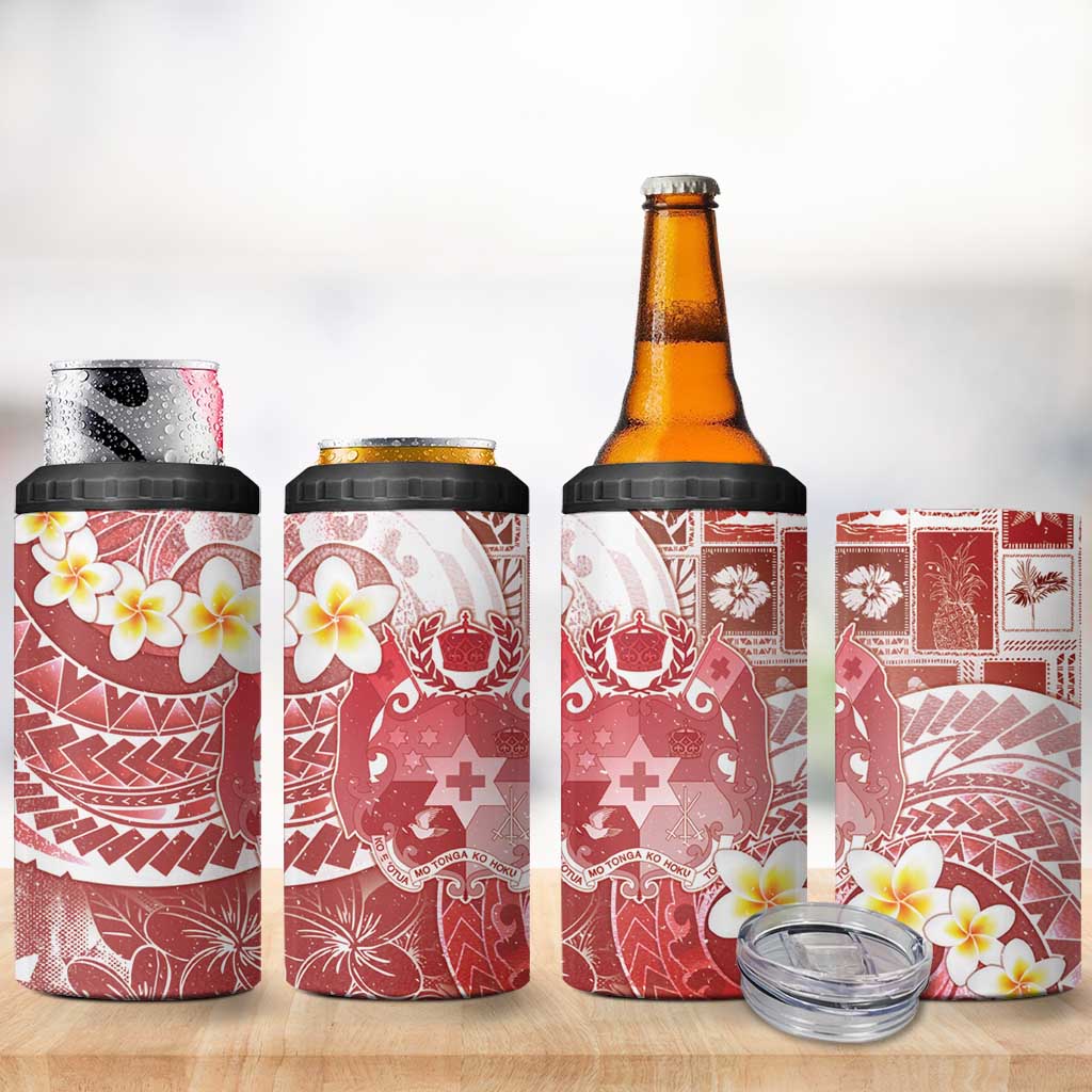 Tonga Christmas 4 in 1 Can Cooler Tumbler Kilisimasi Fiefia Retro Style Red - Polynesian Pride