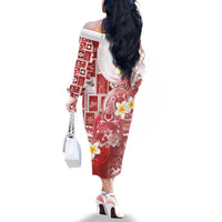 Tonga Christmas Family Matching Off The Shoulder Long Sleeve Dress and Hawaiian Shirt Kilisimasi Fiefia Retro Style Red - Polynesian Pride