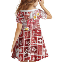 Tonga Christmas Family Matching Off Shoulder Short Dress and Hawaiian Shirt Kilisimasi Fiefia Retro Style Red - Polynesian Pride