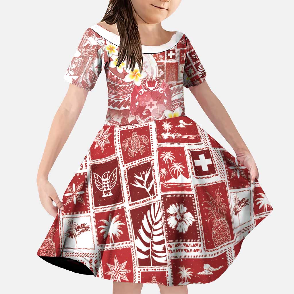 Tonga Christmas Family Matching Short Sleeve Bodycon Dress and Hawaiian Shirt Kilisimasi Fiefia Retro Style Red - Polynesian Pride