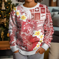 Tonga Christmas Kid Ugly Christmas Sweater Kilisimasi Fiefia Retro Style Red - Polynesian Pride