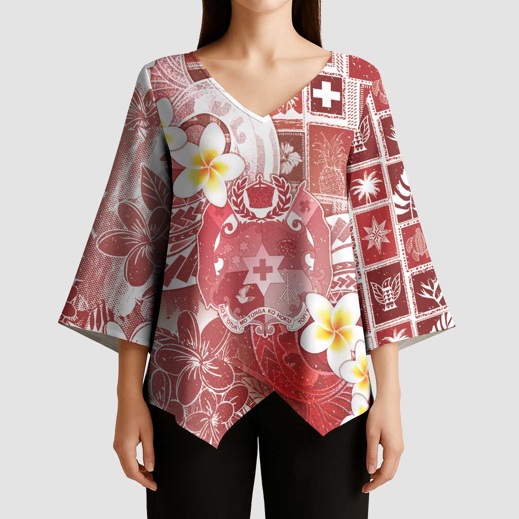 Tonga Christmas Kimono Sleeve Blouse Kilisimasi Fiefia Retro Style Red - Polynesian Pride