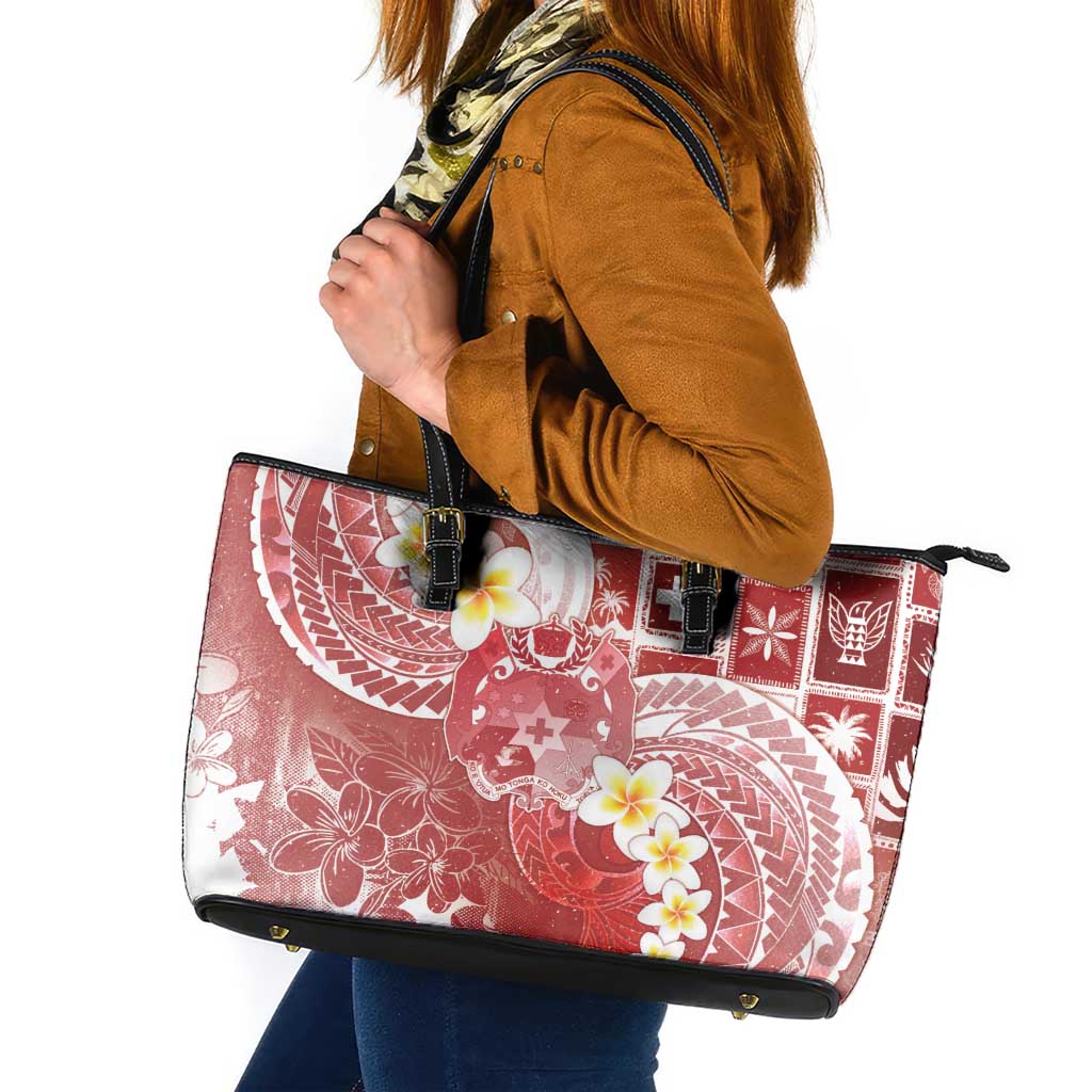 Tonga Christmas Leather Tote Bag Kilisimasi Fiefia Retro Style Red - Polynesian Pride