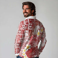 Tonga Christmas Long Sleeve Polo Shirt Kilisimasi Fiefia Retro Style Red - Polynesian Pride