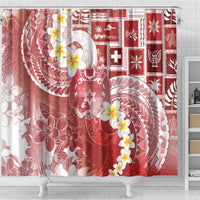 Tonga Christmas Shower Curtain Kilisimasi Fiefia Retro Style Red - Polynesian Pride