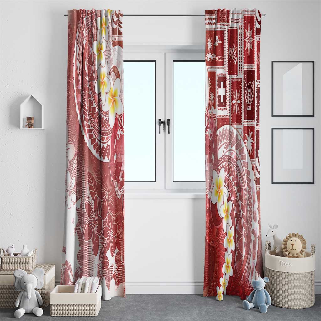 Tonga Christmas Window Curtain Kilisimasi Fiefia Retro Style Red - Polynesian Pride