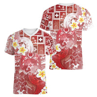 Tonga Christmas Women V-Neck T-Shirt Kilisimasi Fiefia Retro Style Red - Polynesian Pride