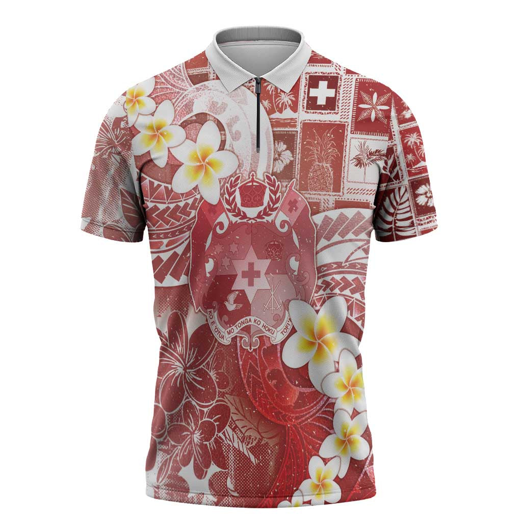 Tonga Christmas Zipper Polo Shirt Kilisimasi Fiefia Retro Style Red - Polynesian Pride