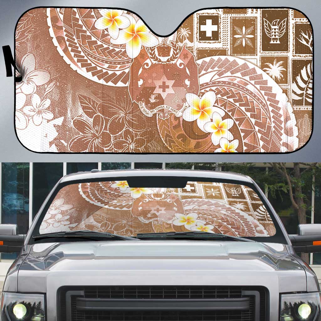 Tonga Christmas Auto Sun Shade Kilisimasi Fiefia Retro Style Brown - Polynesian Pride