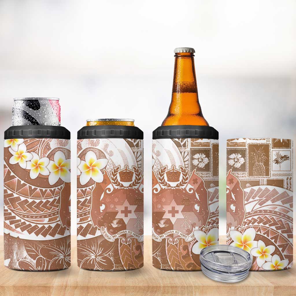 Tonga Christmas 4 in 1 Can Cooler Tumbler Kilisimasi Fiefia Retro Style Brown - Polynesian Pride