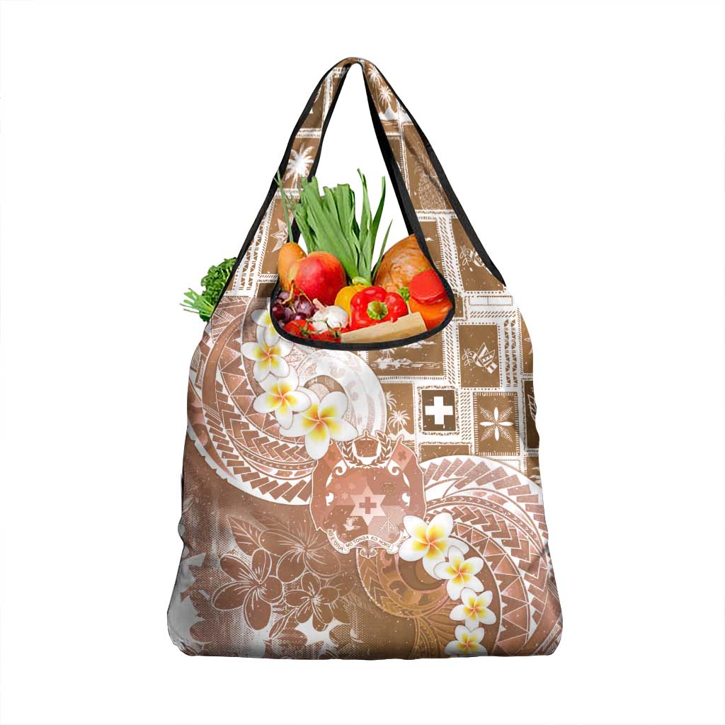 Tonga Christmas Grocery Bag Kilisimasi Fiefia Retro Style Brown - Polynesian Pride