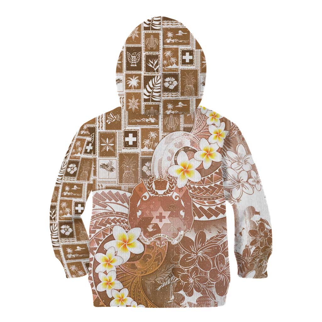 Tonga Christmas Kid Hoodie Kilisimasi Fiefia Retro Style Brown - Polynesian Pride