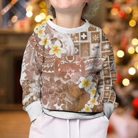 Tonga Christmas Kid Ugly Christmas Sweater Kilisimasi Fiefia Retro Style Brown - Polynesian Pride