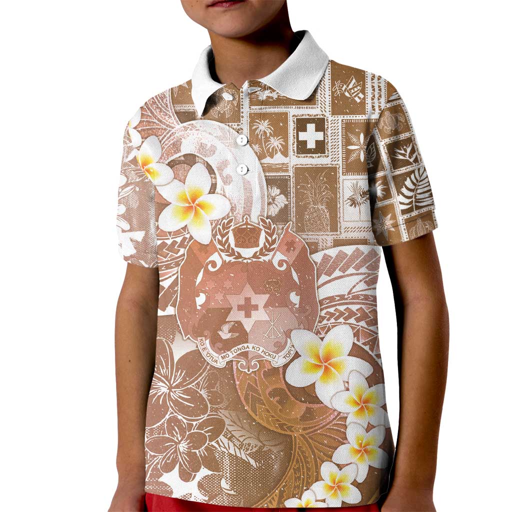 Tonga Christmas Kid Polo Shirt Kilisimasi Fiefia Retro Style Brown - Polynesian Pride