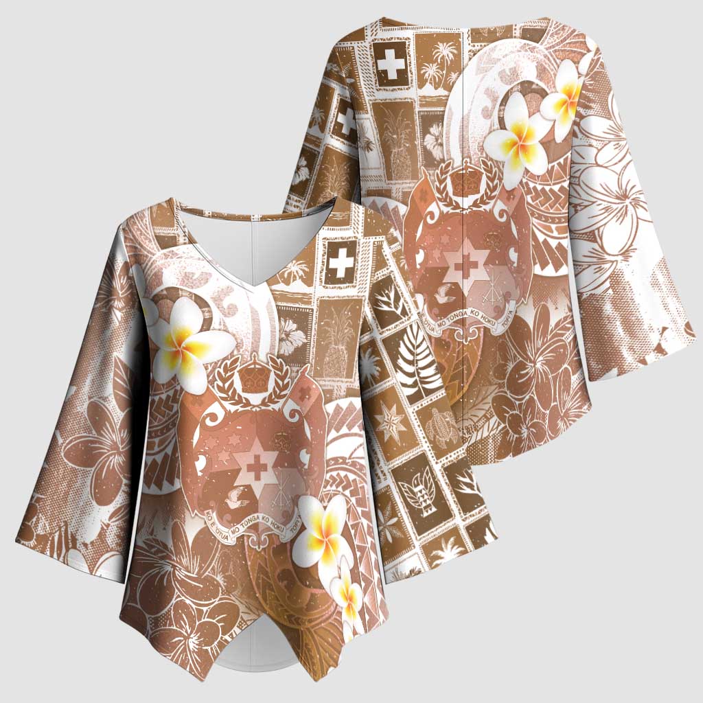 Tonga Christmas Kimono Sleeve Blouse Kilisimasi Fiefia Retro Style Brown - Polynesian Pride