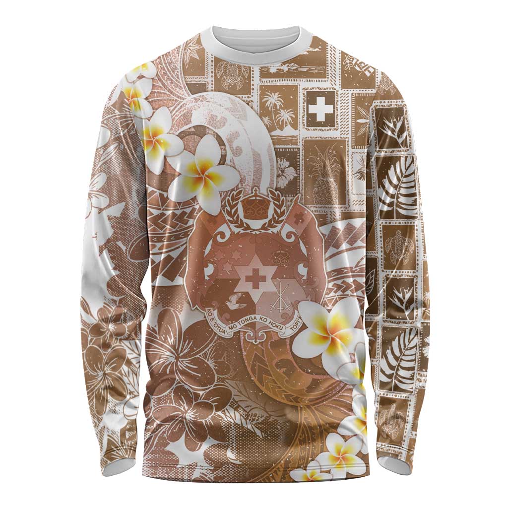 Tonga Christmas Long Sleeve Shirt Kilisimasi Fiefia Retro Style Brown - Polynesian Pride