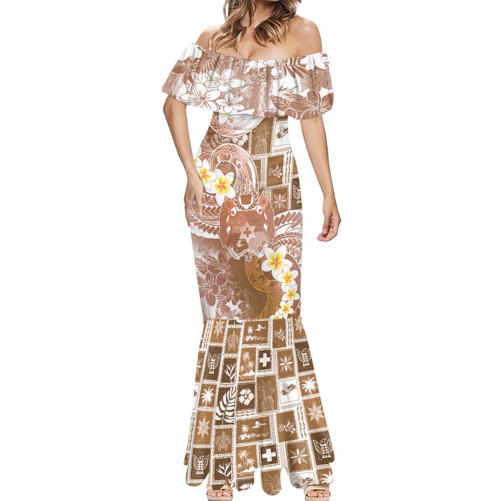 Tonga Christmas Mermaid Dress Kilisimasi Fiefia Retro Style Brown - Polynesian Pride
