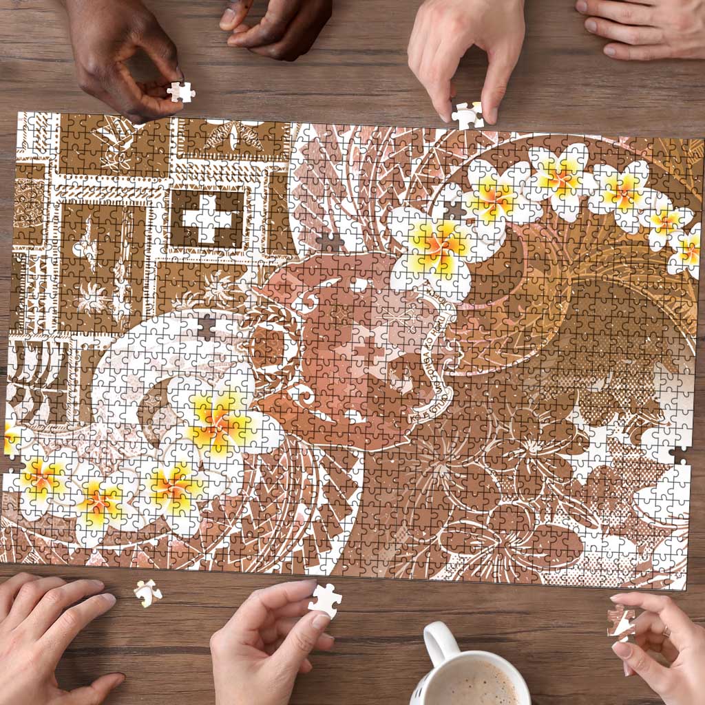 Tonga Christmas Puzzle Kilisimasi Fiefia Retro Style Brown - Polynesian Pride