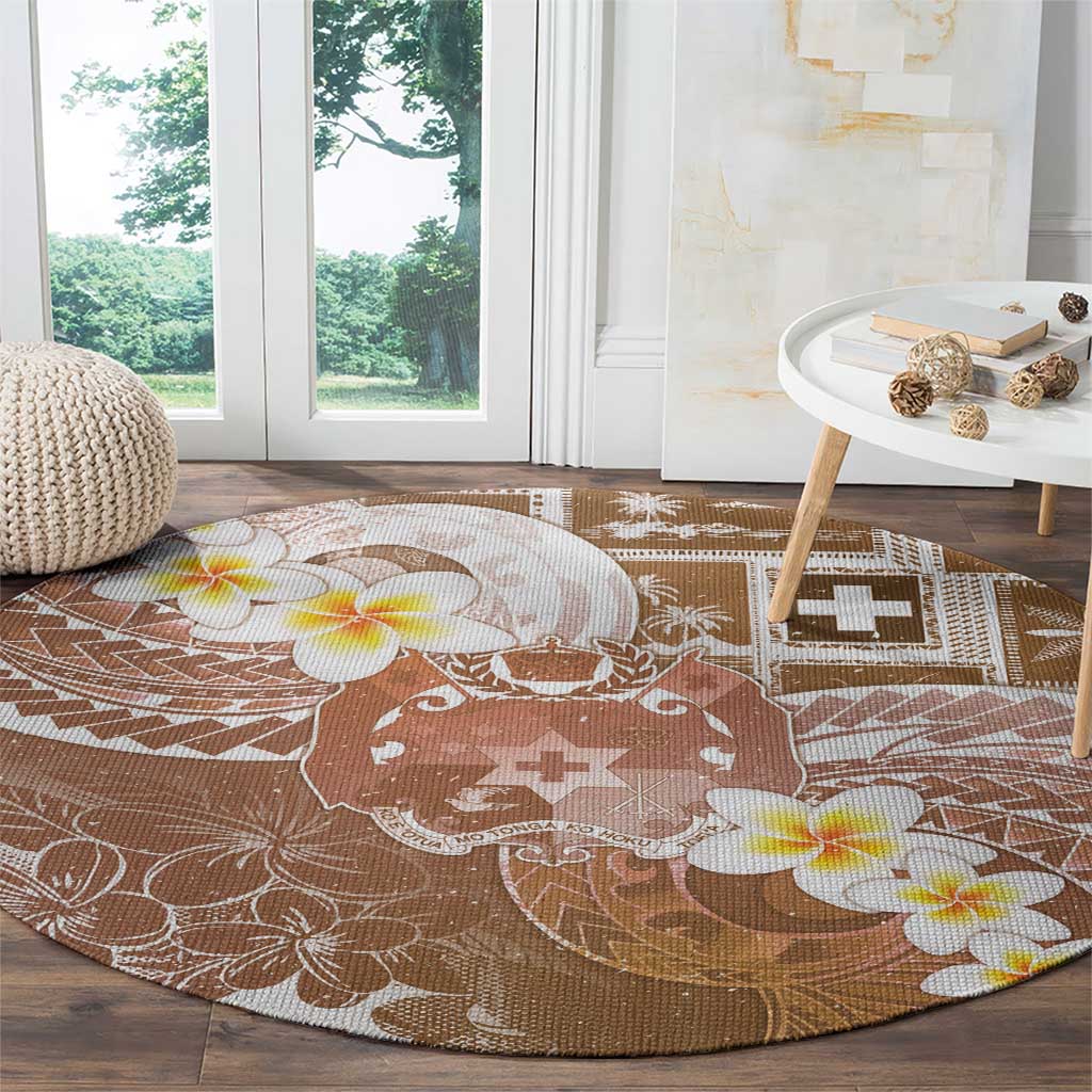 Tonga Christmas Round Carpet Kilisimasi Fiefia Retro Style Brown - Polynesian Pride