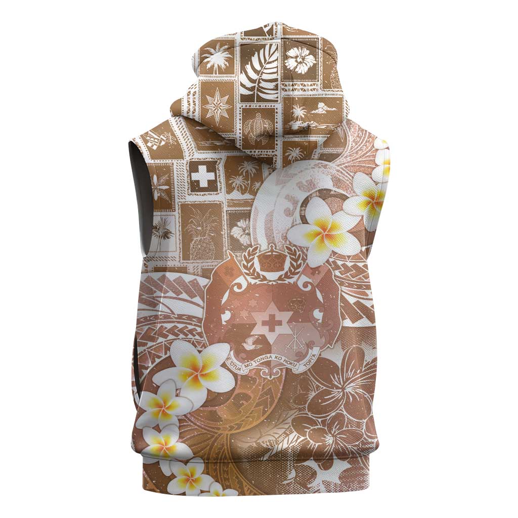 Tonga Christmas Sleeveless Hoodie Kilisimasi Fiefia Retro Style Brown - Polynesian Pride