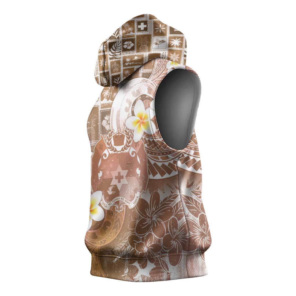 Tonga Christmas Sleeveless Hoodie Kilisimasi Fiefia Retro Style Brown - Polynesian Pride