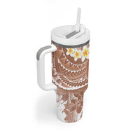 Tonga Christmas Tumbler With Handle Kilisimasi Fiefia Retro Style Brown - Polynesian Pride