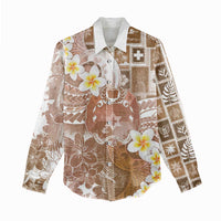 Tonga Christmas Women Casual Shirt Kilisimasi Fiefia Retro Style Brown - Polynesian Pride