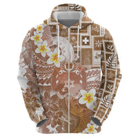 Tonga Christmas Zip Hoodie Kilisimasi Fiefia Retro Style Brown - Polynesian Pride