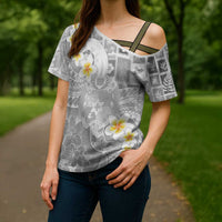 Tonga Christmas Cross Shoulder Shirt Kilisimasi Fiefia Retro Style White - Polynesian Pride