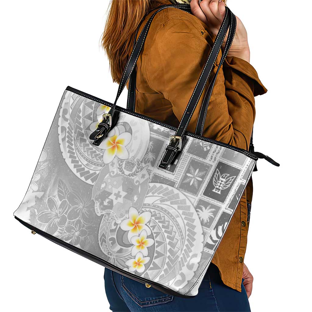 Tonga Christmas Leather Tote Bag Kilisimasi Fiefia Retro Style White - Polynesian Pride