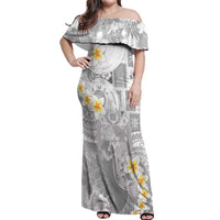 Tonga Christmas Off Shoulder Maxi Dress Kilisimasi Fiefia Retro Style White - Polynesian Pride