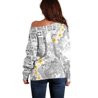 Tonga Christmas Off Shoulder Sweater Kilisimasi Fiefia Retro Style White - Polynesian Pride