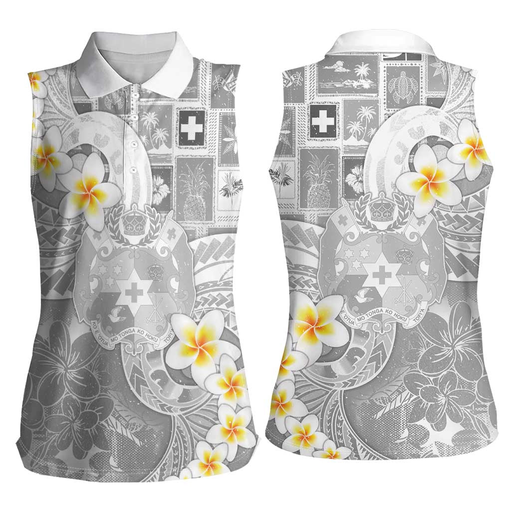 Tonga Christmas Women Sleeveless Polo Shirt Kilisimasi Fiefia Retro Style White - Polynesian Pride