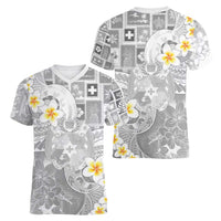 Tonga Christmas Women V-Neck T-Shirt Kilisimasi Fiefia Retro Style White - Polynesian Pride