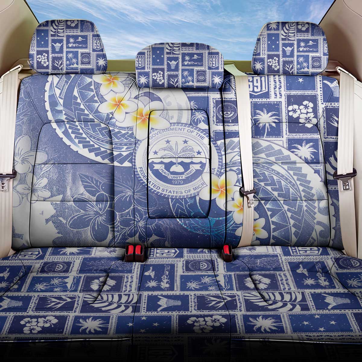 Federated States Of Micronesia Christmas Back Car Seat Cover Retro Style Bright Version - Polynesian Pride