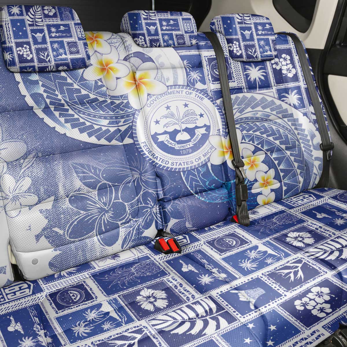 Federated States Of Micronesia Christmas Back Car Seat Cover Retro Style Bright Version - Polynesian Pride