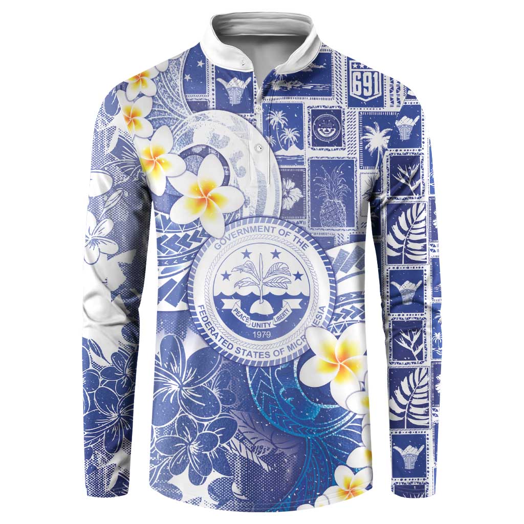 Federated States Of Micronesia Christmas Button Sweatshirt Retro Style Bright Version - Polynesian Pride